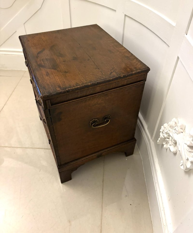 Antique Early 18th Century Quality Oak Box Coffer in the Form of a Miniature Chest